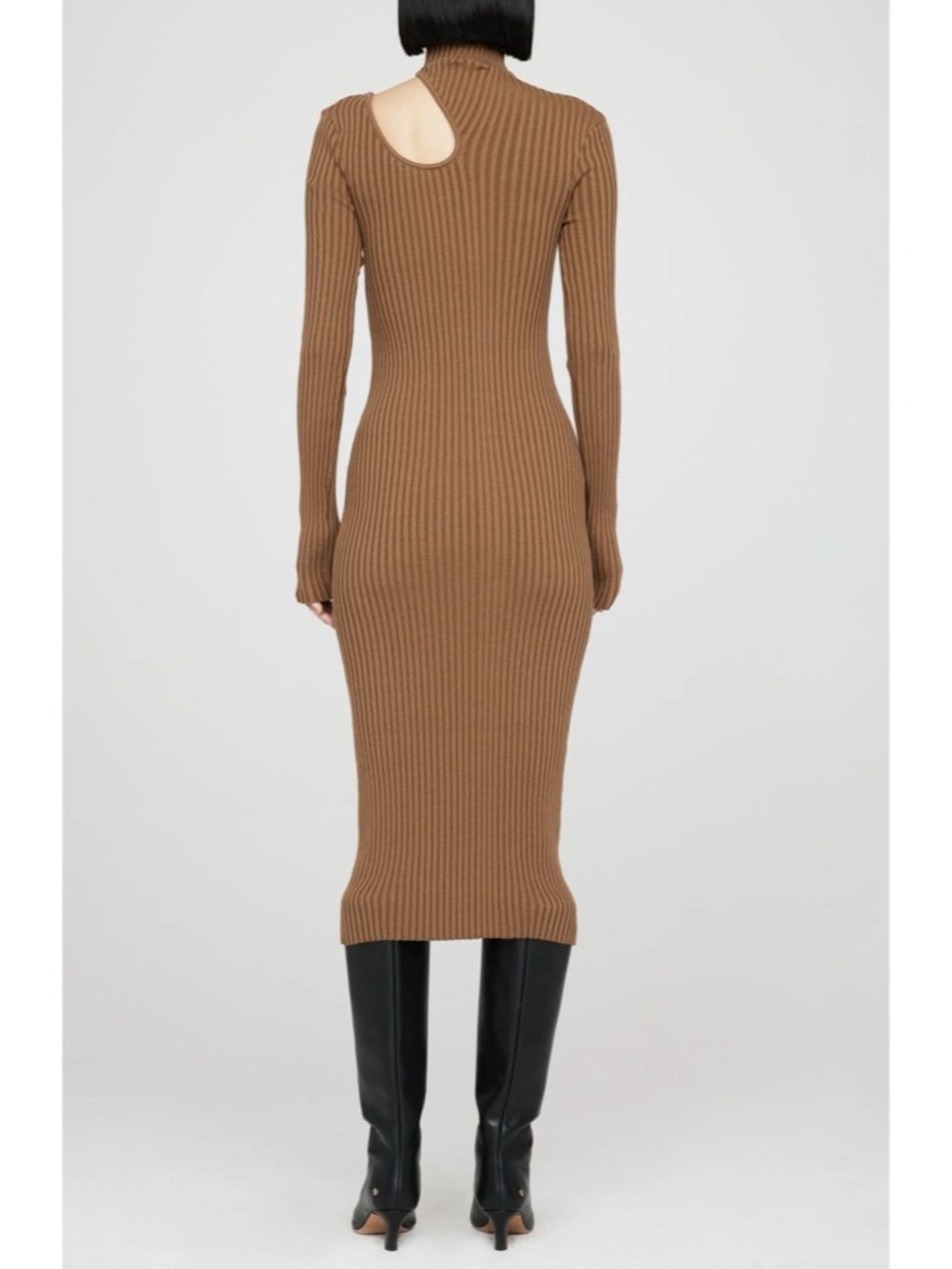 ANINE BING Victoria Brown Camel Knit Cutout Midi Dress XS - Picture 4 of 10